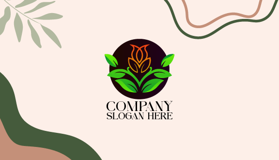 Tarjeta De Presentación Con Hojas Naturales Estéticas