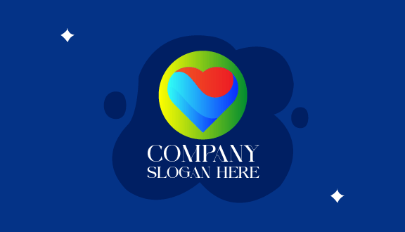 Mavi Arka Plan Kalp Kartvizit