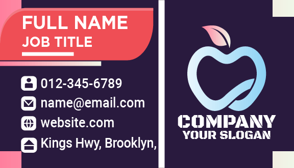 Blue Outline Apple Business Card