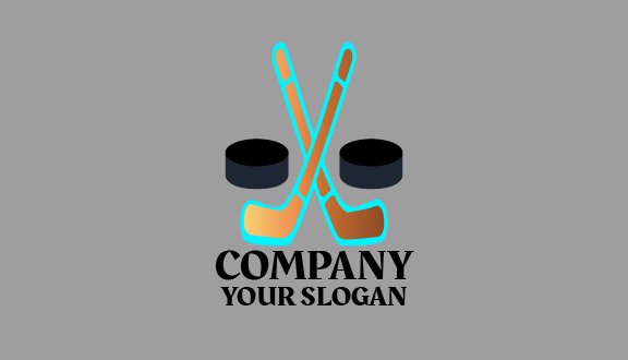 Tarjeta De Presentación De Hockey Con Contorno Azul