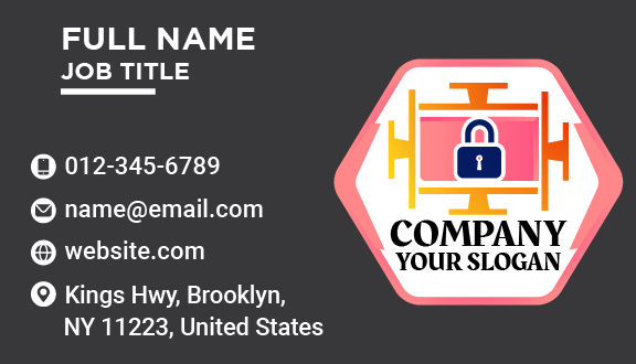 Blue Padlock Computer Security Business Card