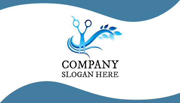 Blaue Visitenkarte Für Einen Friseursalon Mit Schere
