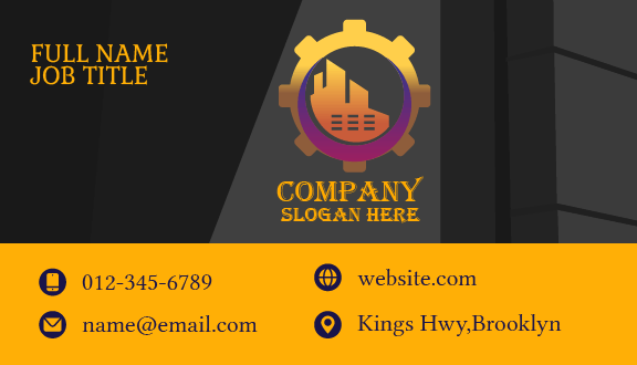 Building Cogwheel Industrial Business Card