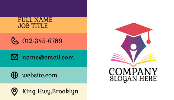 Colorful Book Education Business Card