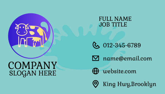 Corn Yellow Cow Dairy Business Card