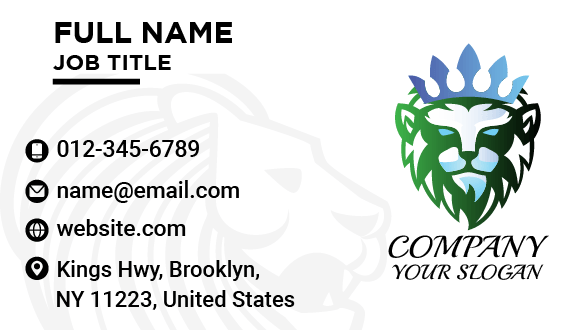 Dominant Royal Lion Business Card