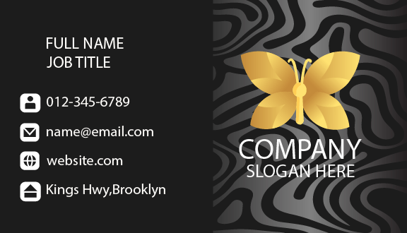 Flower Butterfly Black Business Card