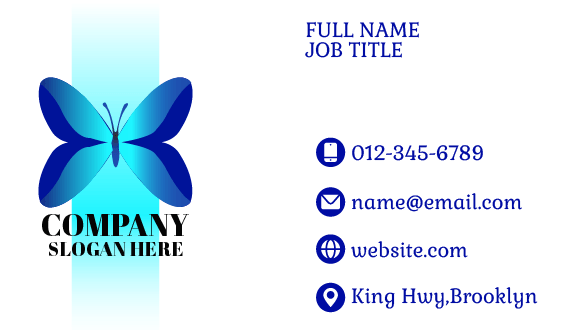 Glowing Blue Butterfly Business Card