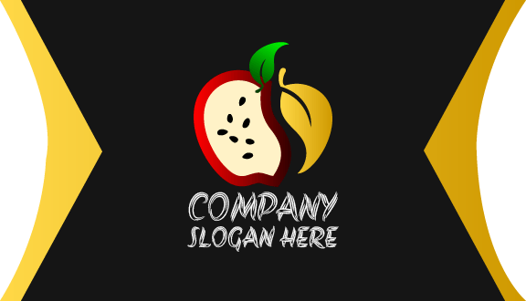 Cartão De Visita Maçã Folha Dourada