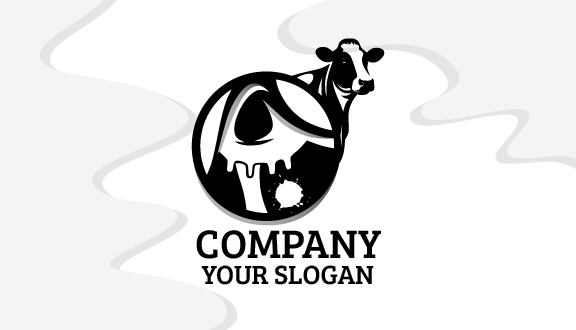 Tarjeta De Presentación De Productos Lácteos En Escala De Grises