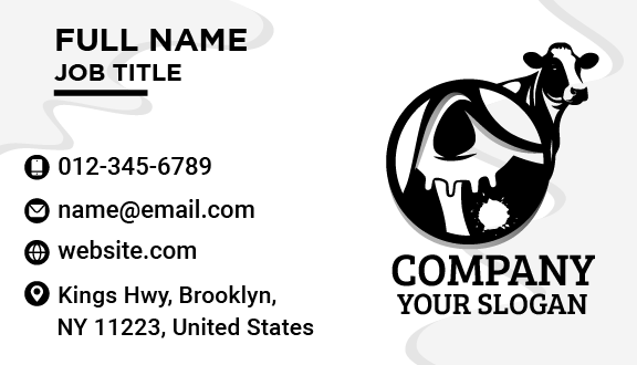 Grayscale Dairy Business Card