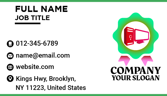 Green Badge Computer Business Card