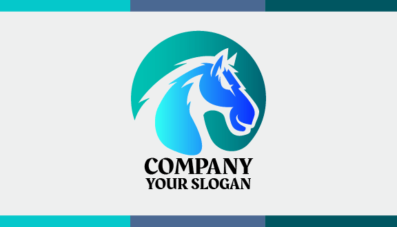 Tarjeta De Visita Con Diseño De Caballo Azul Neón