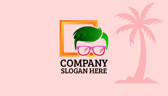 Kartu Nama Kacamata Rambut Neon