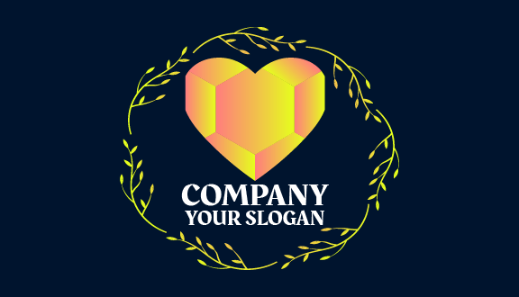 Kartu Nama Perhiasan Orange Heart