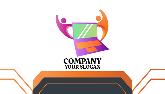 Cartão De Visita De Laptop Com Teclado Laranja