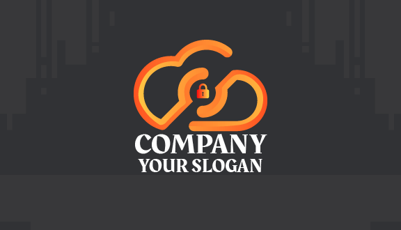 Tarjeta De Presentación De Seguridad Informática Con Candado Naranja