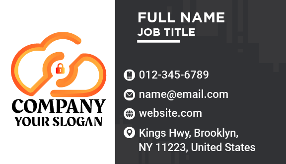 Orange Lock Computer Security Business Card