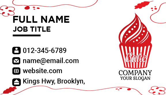 Premium Red Cupcake Business Card