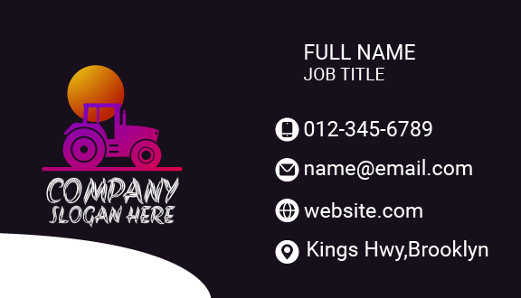 Purple Tractor Silhouette Business Card