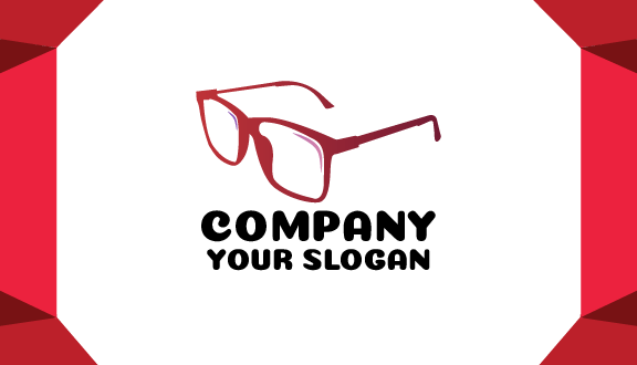 Kartu Nama Kacamata Merah Persegi Panjang