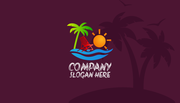 Kartu Nama Musim Panas Bangku Pantai Merah