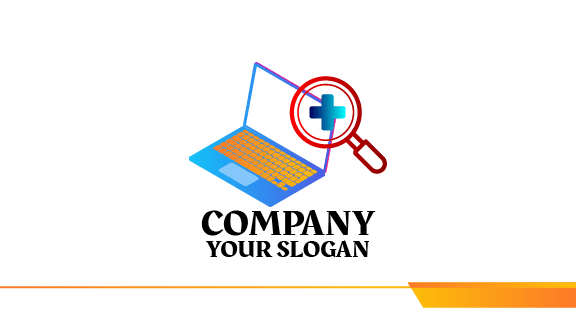 Cartão De Visita Para Laptop Com Lupa Vermelha