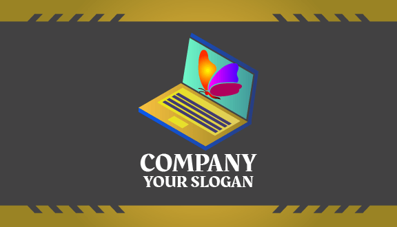 Cartão De Visita Para Laptop Com Asas Vibrantes