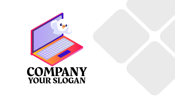 Cartão De Visita De Laptop De Pássaro Branco