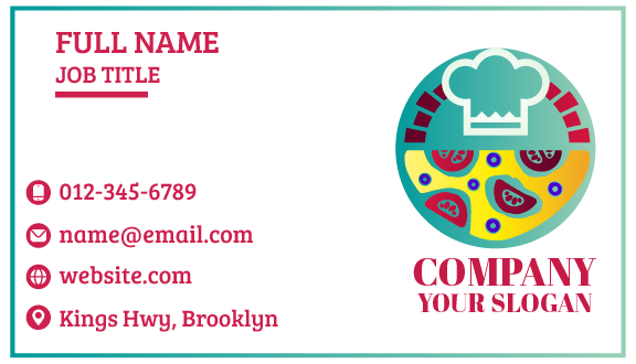 Yummy Toppings Pizza Business Card