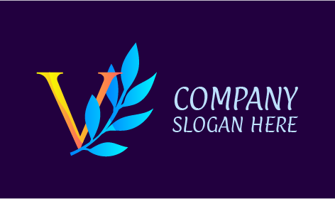 Logo esthétique de feuilles bleues