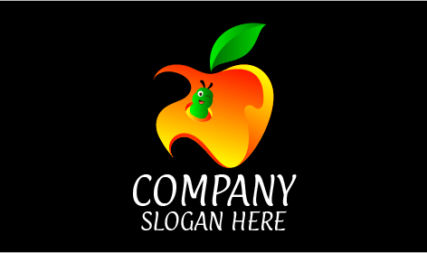 Göz Kırpan Tırtıl Elma Yaprağı Logosu