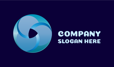 Logo Seni Gelombang Melingkar Berwarna Biru Langit