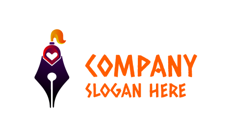 Logotipo Artístico De Tintero Con Forma De Corazón Rojo