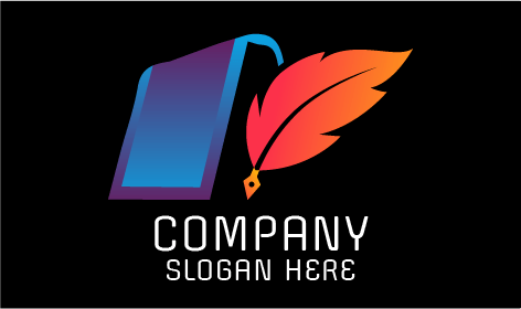 Logotipo artístico con plumas de color bermellón