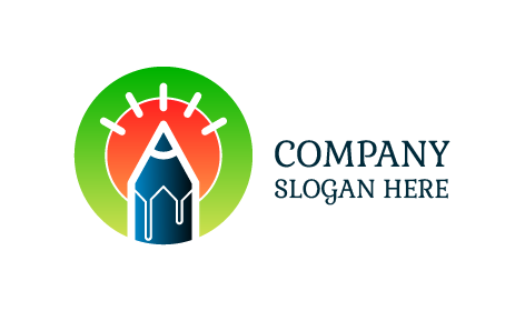 Künstlerlogo Mit Blauem Bleistift Und Farbverlauf