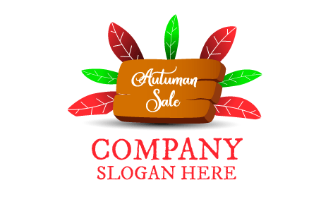 Red And Parrot Leaves Autumn Logo