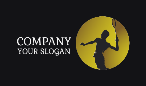 Logotipo De Bádminton Con Silueta De Jugador Negro