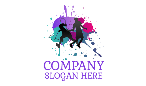 Logotipo De Bádminton Con Salpicaduras De Colores