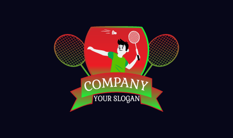 Logotipo De Bádminton Duradero Con Doble Sombreado