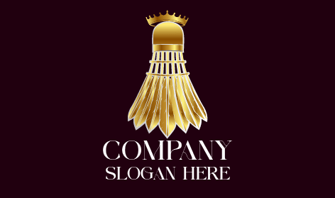 Logotipo De Bádminton Con Volante Dorado