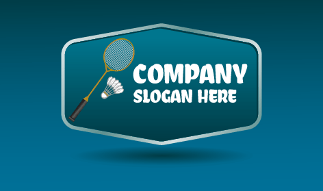 Logotipo De Bádminton Con Mascota Hexagonal