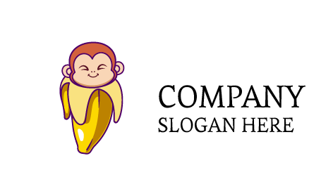 Cute Monkey Banana Logo