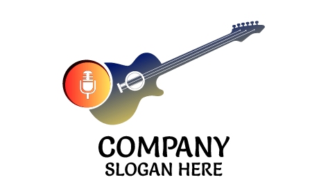 Logotipo De Música De Guitarra Azul