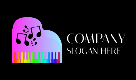 Logotipo Colorido De Banda De Música De Piano