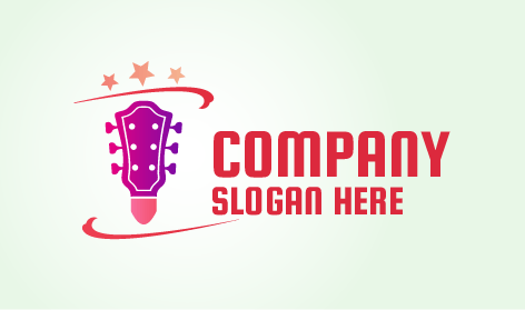 Logotipo De Guitarra De Música Moderna Y Elegante
