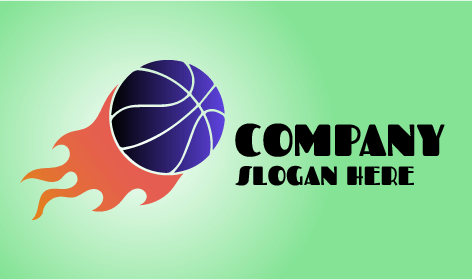 Logotipo De Basquete Azul Com Fogo