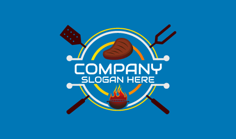 Logo De Spatule Noire Pour Steak Et Barbecue