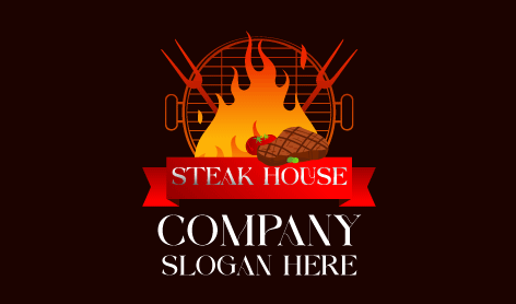 Logotipo De Barbacoa De Bistec A La Parrilla