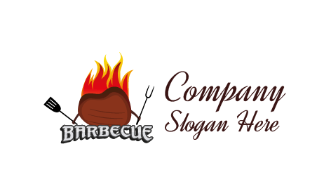 Logo De Barbecue De Steak Grillé À La Flamme